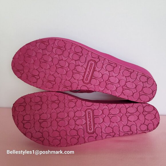 COACH Jaicee Wedge Platform Sandals in Signature Fabric-Fuchsia color.Size 9.5B⭐ - Picture 14 of 16